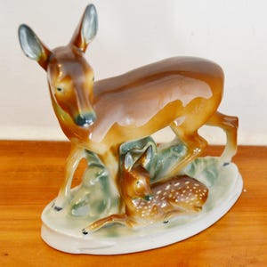 Vintage Porcelain Figurine Deer Bambi 60s Retro Mid Century Country Style Shabby Chic