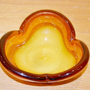 Vintage Glass Ashtray Brown/Yellow/White Ashtray Mid Century Retro Space Age Shabby Chic Country Style