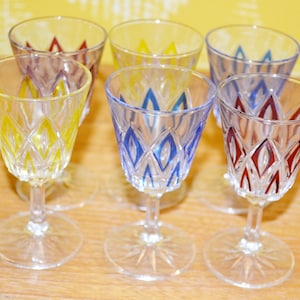 Vintage glasses set 50s VMC Reims Harlequin Rockabilly Retro Mid Century Fifties Shabby Chic Country Style