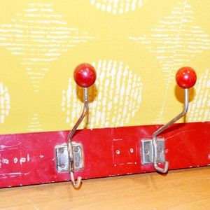 50s Vintage Hook Rail / Wardrobe Red Retro Mid Century Rockabilly Shabby Chic Country Style Fifties