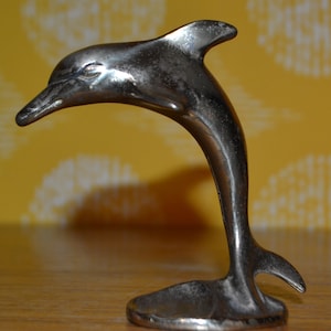 Vintage brass dolphin figure 70s Rockabilly Retro Mid Century