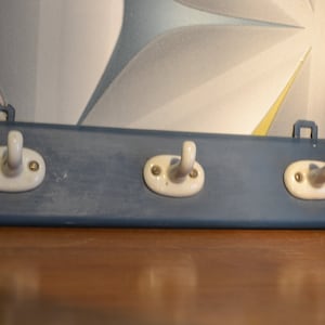 Vintage coat rack / hook rail blue