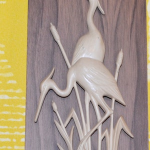 Vintage Wall Picture Crane Wood Plastic 50s Fifties Retro Mid Century Rockabilly