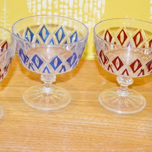 Vintage glasses set 50s VMC Reims Harlequin Rockabilly Retro Mid Century Fifties Shabby Chic Country Style