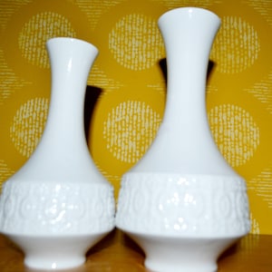 Vintage Vase Set Porcelain White Retro Mid Century Space Age Op Art Space Age Seventies WGK