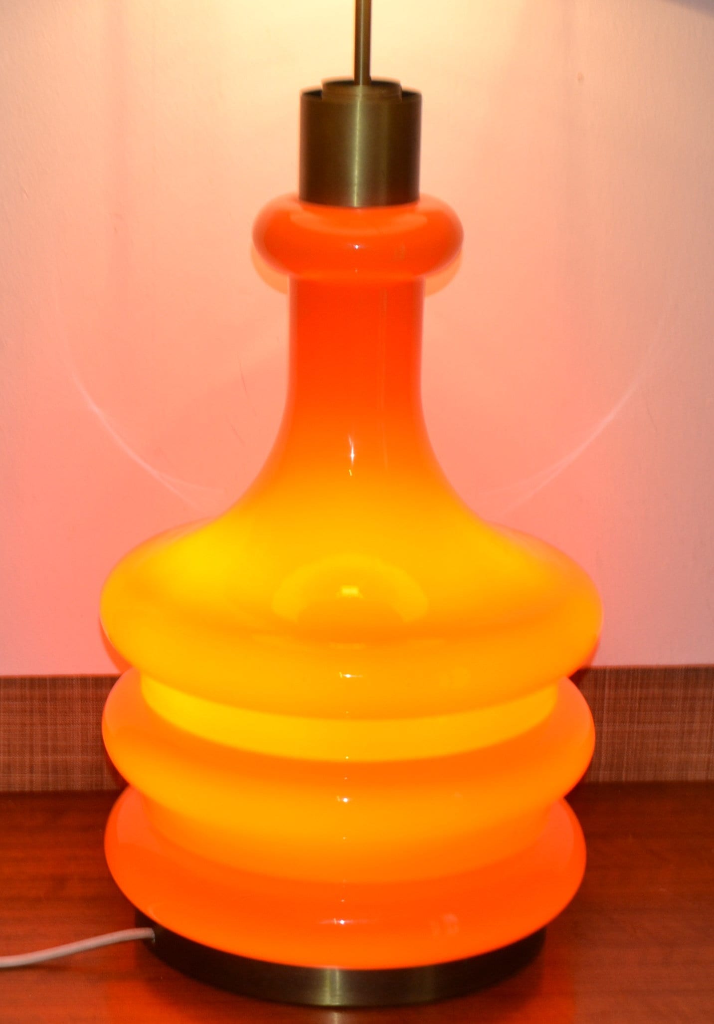 Midcentury 70 er Jahre Lampe Küchenlampe orange Glasschirm