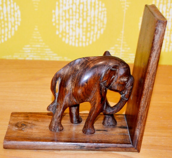 美しいヴィンテージブックエンド、象の木製、デンマークデザインの