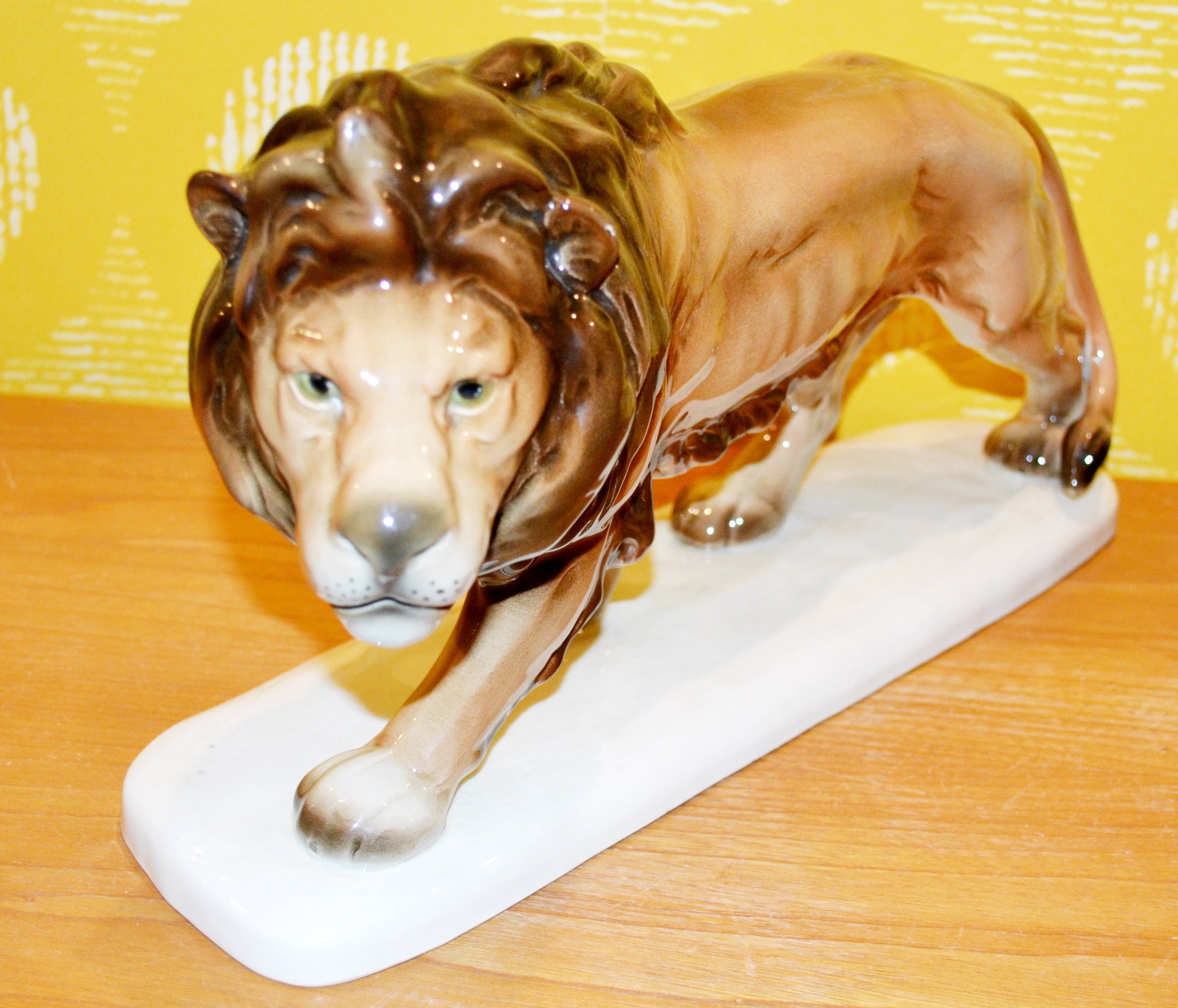 Vintage XXL Porcelain Figure Lion by Cortendorf 1920s Design