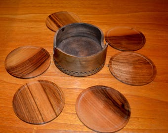 Posavasos de madera vintage, años 60, era espacial, retro, mediados de siglo, shabby chic, estilo campestre.