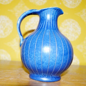 Vintage Ceramic Vase 70s Blue WGK WGP Retro Mid Century Shabby Chic Country Style