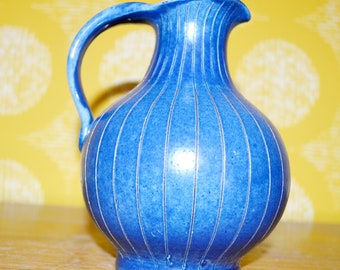Vintage ceramic vase, 1970s, blue, WGK WGP, retro, mid-century, shabby chic, country style