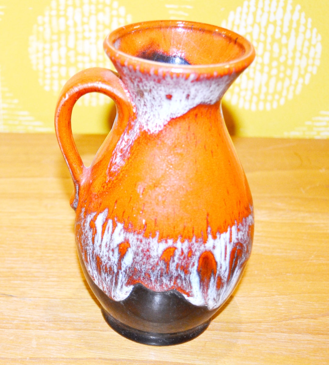 Vintage Vase 70er Jahre Design Klassiker Orange Fat Lava ,Shabby Chic