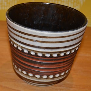 Vintage Übertopf 50er Jahre Blumentopf  Plant Pot  Keramik  Beige /Braun   Shabby Chic  Landhausstil   Mid Century  Retro
