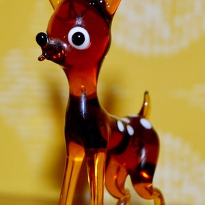 Vintage glass figure Bambi Orange 70s Retro, Mid Century, Country Style, Shabby Chic