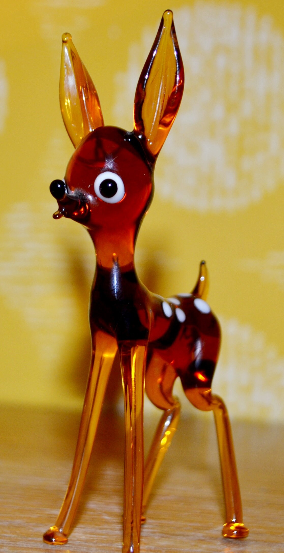Vintage Glas Figur Bambi Orange 70er Jahre Retro ,mid Century
