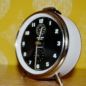Vintage alarm clock by Junghans black/white 50s retro mid century shabby chic country style