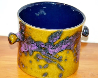 Schöner  Vintage Übertopf 70er Jahre Blumentopf Lila/Beige von Marei Keramik     Seventies  Plant Pot   Keramik Mid Century  Retro