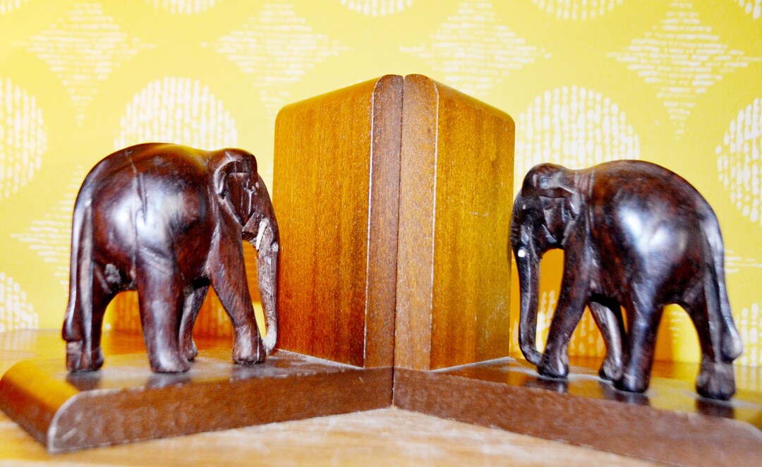 Vintage Bookends 60s Mid Century Bookends Elephantretro Etsy