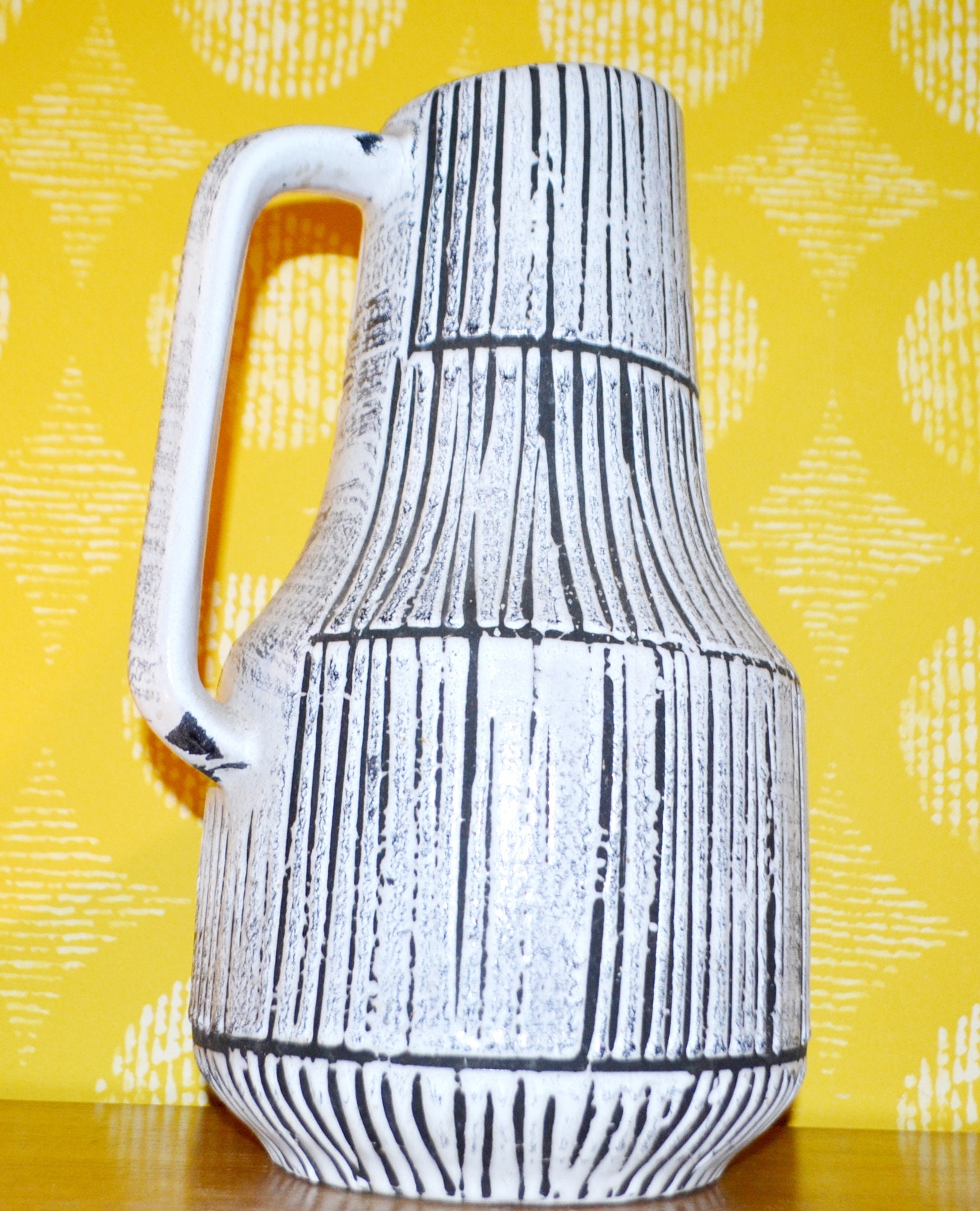 ヴィンテージ セラミック花瓶 XXL by Bay 50年代 ホワイト/グレー