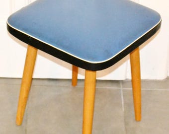 ヴィンテージシートスツール ブルー/ベージュ 50年代 レトロ ミッド