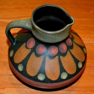 Vintage Vase KMK Ceramic Beige / Brown WGK 50s Rockabilly Retro Mid Century Shabby Chic Country Style