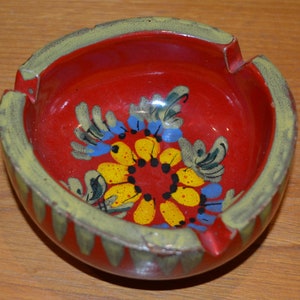 Vintage Ashtray Ceramic Red/Colorful 70s Mid Century Space Age Retro WGK WGP Shabby Chic Country Style