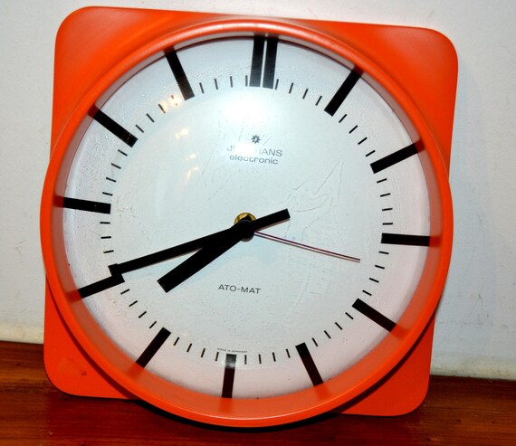 ナショナル　national ジャンク　時計　レトロポップ　70年代　オレンジ Vintage Wall Clock, Plastic, 1970s, Orange/white, by Junghans Ato