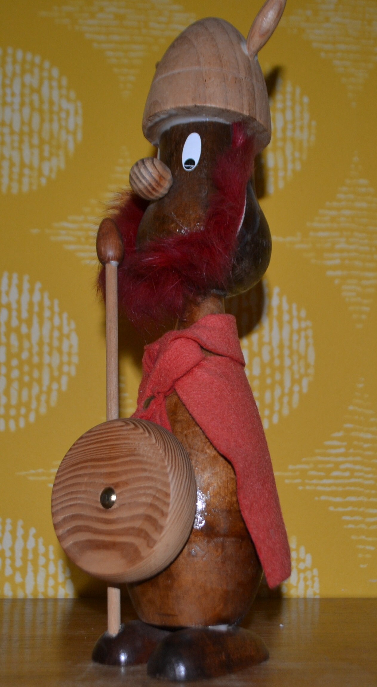 Vintage XXL Viking Figure 30 Cm Danish Design Teak Wood 1960s