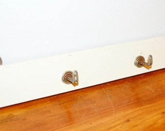 1950s Vintage Hook Rail / Wardrobe White / Brown Retro Mid Century Rockabilly Fifties