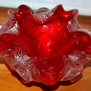 Beautiful vintage ashtray red 70s retro design ashtray glass mid century retro seventies space age