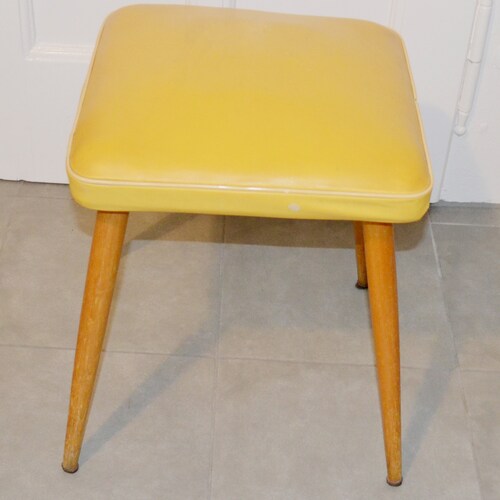 Vintage with buying spring core Yellow /Brown 50s Fifties Retro Fifties Mid Century Shabby Chic Country Style