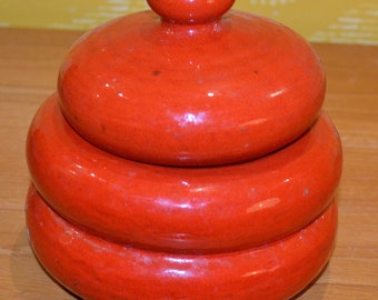 Wunderschöne Vintage Keramik Deckel Dose Orange/Rot 70er Jahre  Landhausstil WGK German Keramik   Retro   Mid Century