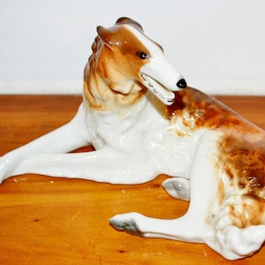 Vintage Porcelain Figure Borzoi Made in USSR 50s Design Seventies Retro Mid Century Shabby Chic Country Style