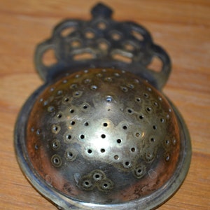 Vintage brass tea strainer 60s brass mid century, retro, shabby chic, country house style