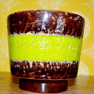 Vintage Übertopf 70er Jahre Blumentopf  Grün /Braun  Fat Lava   Plant Pot   Keramik Mid Century  Retro