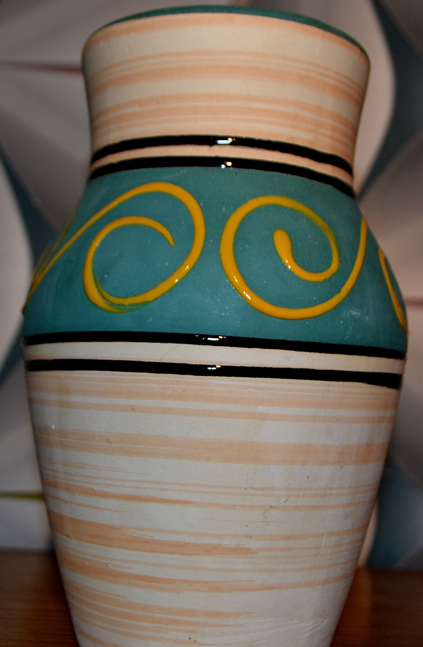 Vintage Ceramic Wall vase 50 years light green
