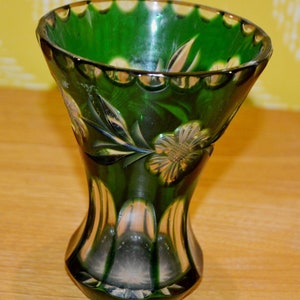 Vintage Glass Vase Green Star 70s Green Seventies Space Age Retro Mid Century Shabby Chic Country Style