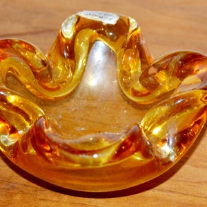 Beautiful glass bubble Murano glass ashtray Made in Italy from the 70s Orange Ashtray Mid Century Retro Space Age