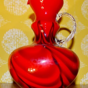 Vintage glass opaline vase red / black opaline 70s Space Age Seventies Retro Mid Century Shabby Chic country style
