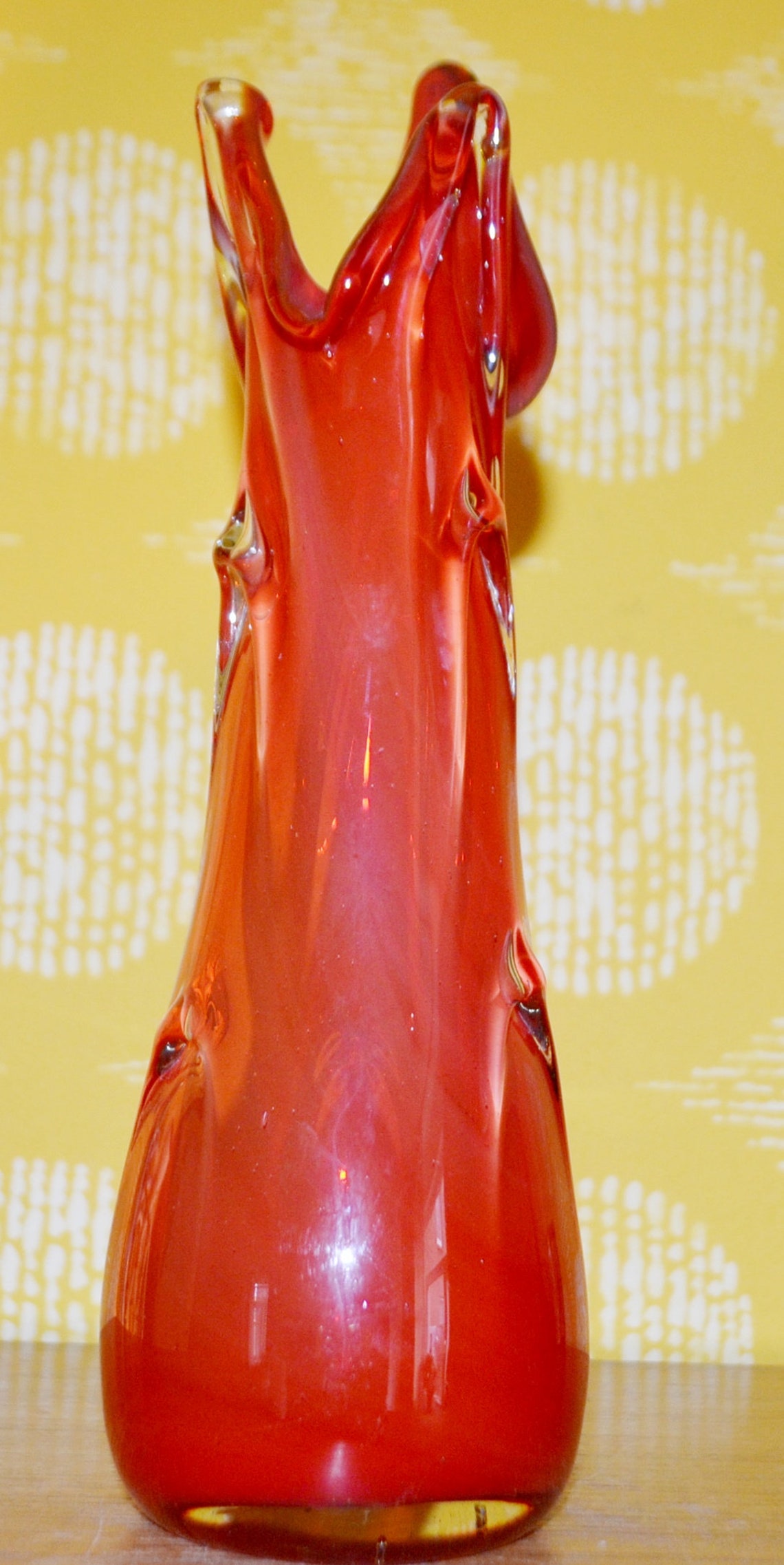 Vintage Glass Vase RED 70s Space Age Design Retro Mid Century Etsy