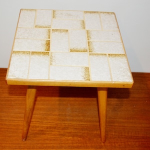 Vintage Blumenhocker Braun/Weiß Holz/Keramik  Retro  Mid Century  Rockabilly   50er Jahre Fifties  Shabby Chic Landhausstil