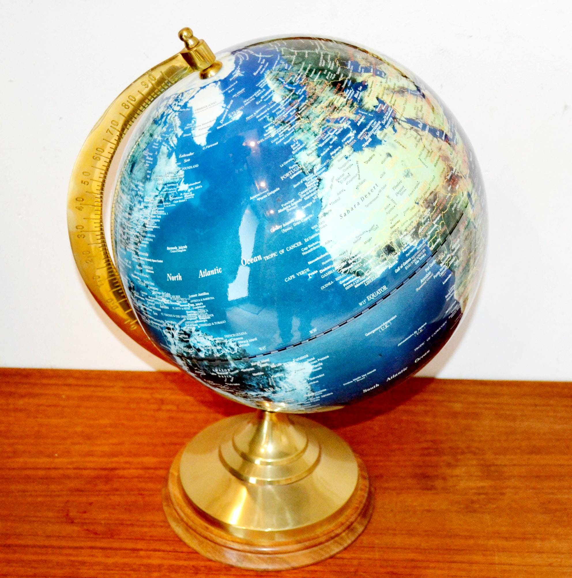 Very Elegant, High-quality Globe From the 1970s, Blue/gold Retro