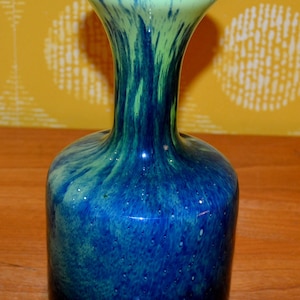 Vintage Glass Vase Opaline Green Retro Design 70s Space Age Mid Century