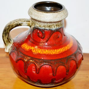Very nice ceramic vintage vase Fat Lava red/orange 70s retro Mid Century Seventies Space Retro Seventies