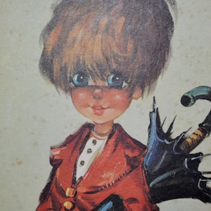 Vintage foto Young 70s Big Eye Retro Art Mid Century Shabby Chic Seventies Country Style Kitsch Junk