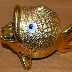 Vintage Ashtray Fish Metal Gold-colored 50s Rockabilly Retro Mid Century Shabby Chic Country Style Ashtray