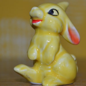 Vintage ceramic figurine by Goebel knocker rabbit 70s yellow cats mid century retro seventies WGK