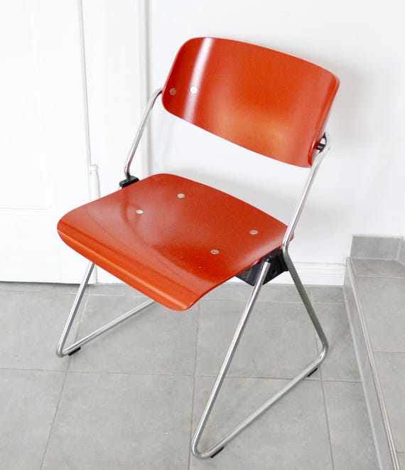 Beautiful Vintage Chair by Wilkhahn Red/silver 70s Retro Mid