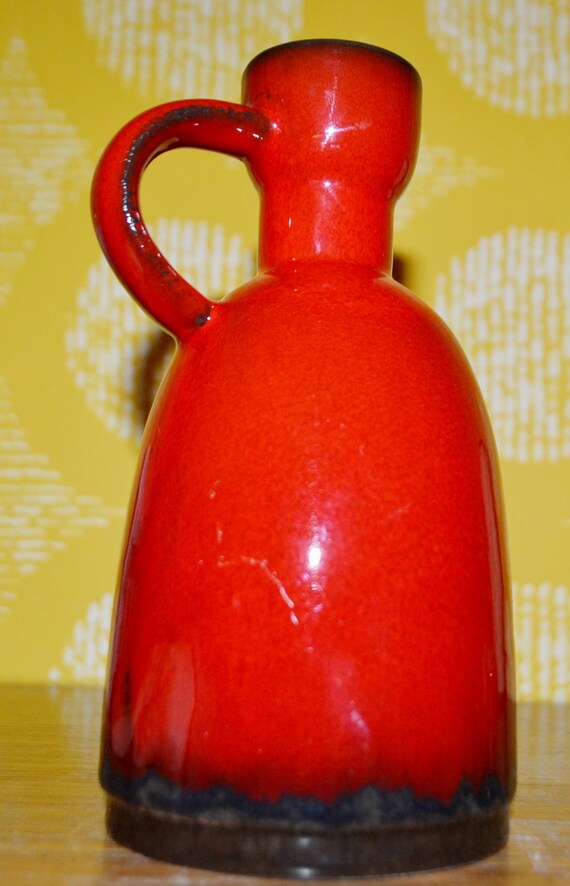 ヴィンテージ花瓶 セラミックモデル 303/18 オレンジ/レッド 70年代