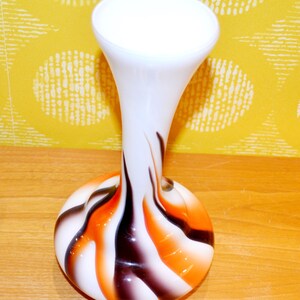 Vintage Vase by Opaline Florence White/Orange/Brown 70s Design Classic Retro Mid Century Seventies